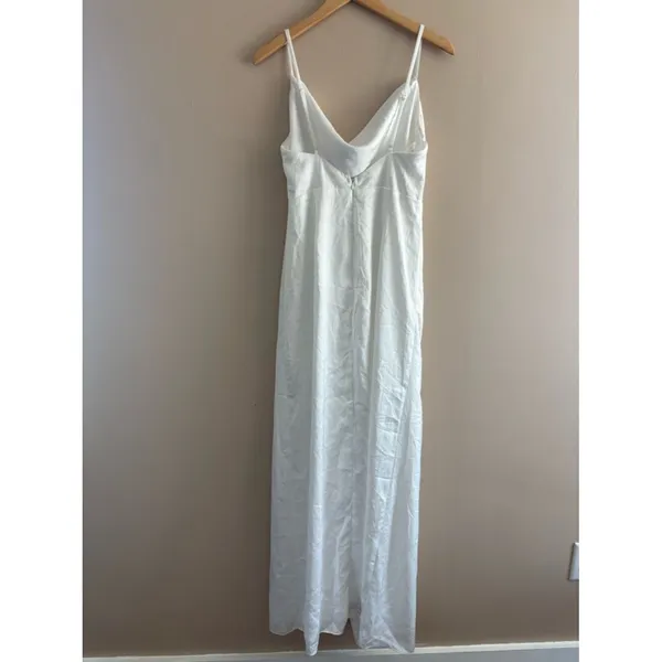 Lulus Here's to Love White Satin Backless Column Maxi Dress Size Large Wedding - Image 5