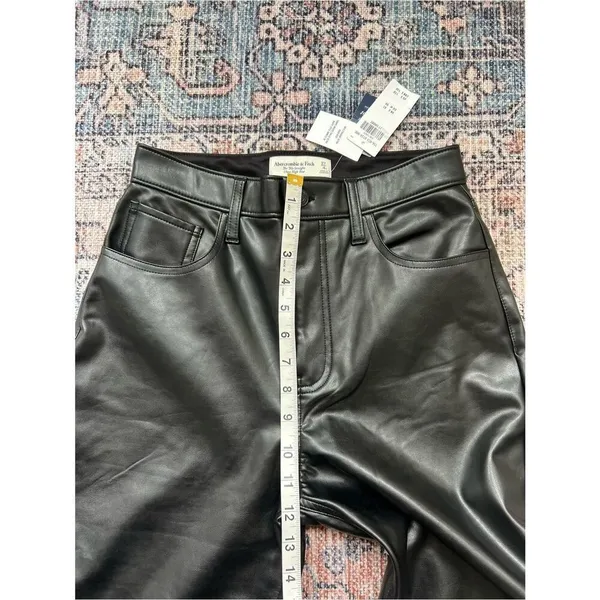 Abercrombie & Fitch NWT Vegan Leather 90s Straight Pant Ultra High Rise Black 27 - Image 14