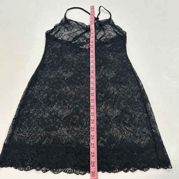 Victoria’s Secret Black Lace Slip Dress Medium Sheer Lingerie Adjustable Straps - Image 5