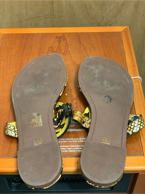 Tory Burch Brown Snake-Print Stamped Slip On Thong Sandals Size-6.5 Resort Glam - Image 7