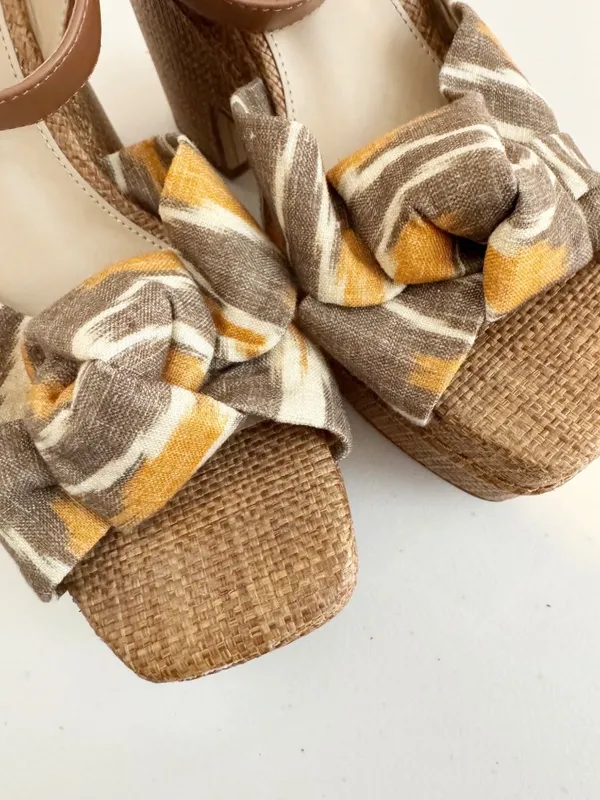Sam Edelman Theresa Sandals Size 8 Gray Linen Multi‎ Strap Platform Vacation - Image 11