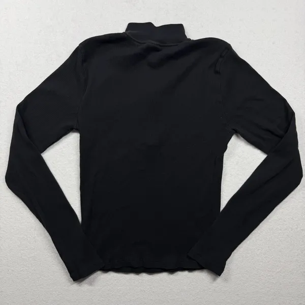 TNA Aritzia Ribbed 1/4 Zip Long Sleeve Top Women’s Large Black Fitted Mock Neck - Image 7