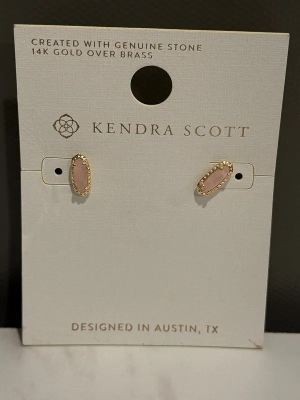 Kendra Scott Pink Stone Oval Stud Earrings New - Image 3