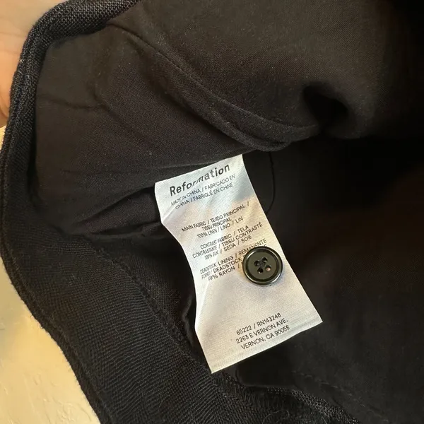 Reformation | Beverly Linen Silk Corset Button Front Top in Black | Size 0 - Image 6
