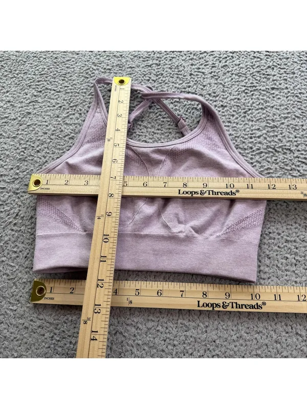 AYBL Seamless Sculpt Sports Bra Mauve Pink Adjustable Straps Gym Activewear S - Image 4