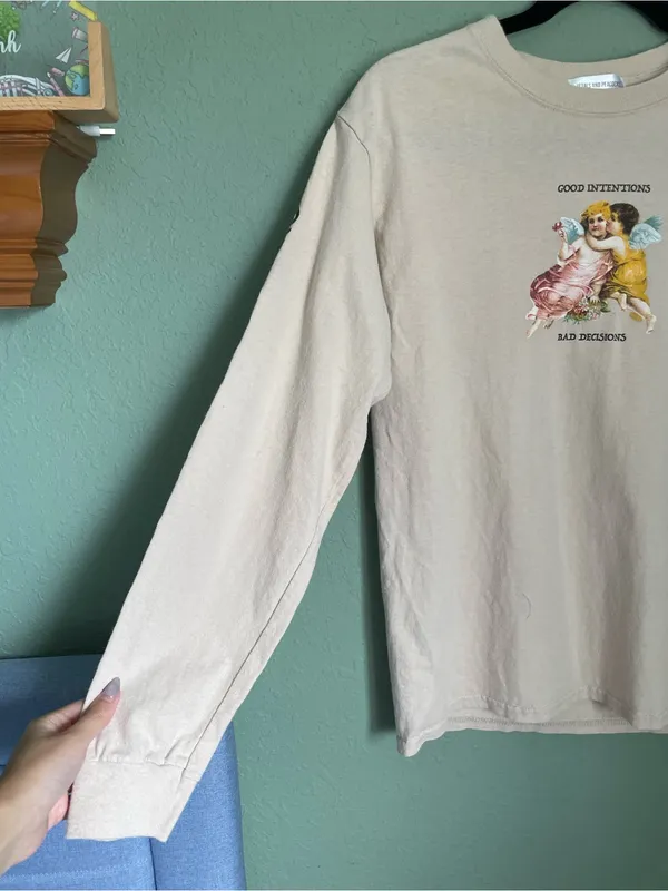 Petals and Peacocks Good Intentions Bad Decisions Long Sleeve T Shirt Tee Small - Image 5