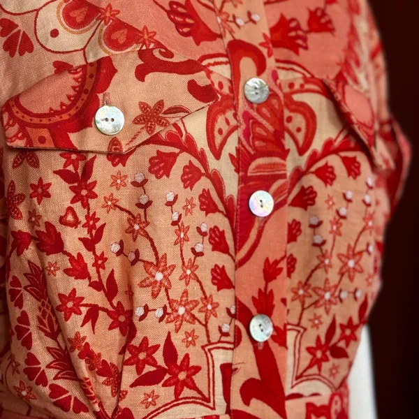 Farm Rio Jaipur Floral Paisley Linen Romper Size Medium - Image 10