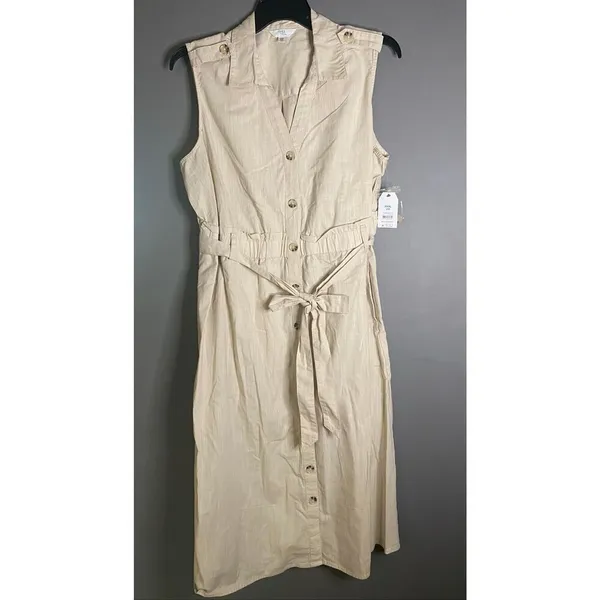 Time and Tru Women's Sleeveless Cotton Belted Midi Shirtdress Size XXL NWT - Image 3