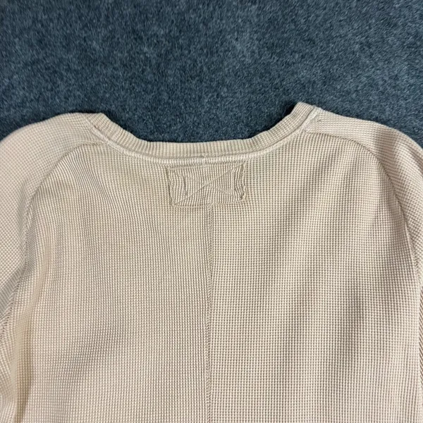 We The Free Free People Tan Waffle Knit Thermal‎ Long Sleeve Lettuce Hem Top M - Image 9