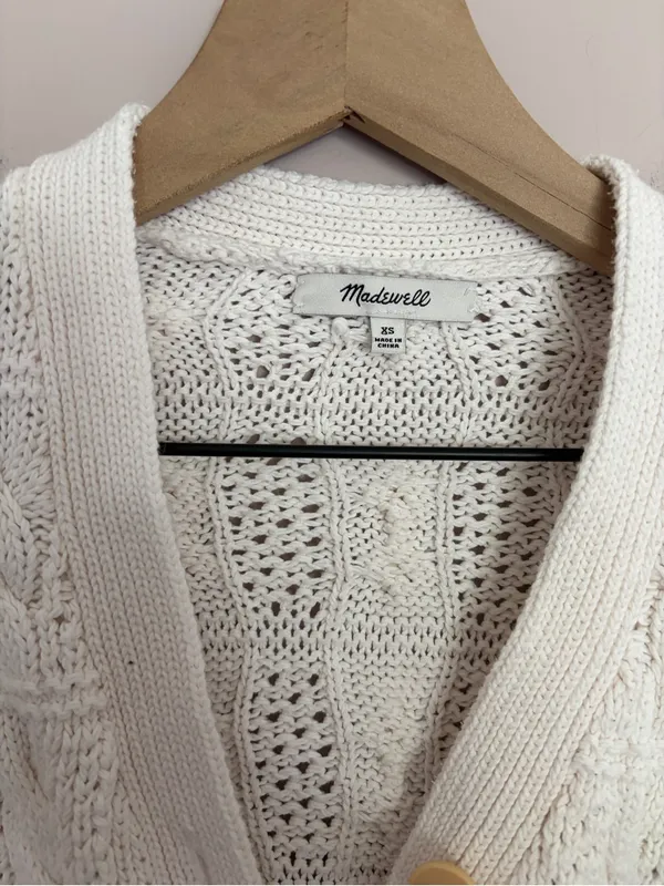 Madewell Open Cable-Stitch Cardigan Sweater Ivory XS - Image 5