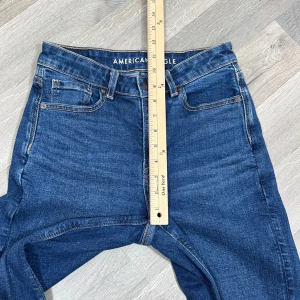 American Eagle Mom Jeans Women 2 Short Blue Tapered Leg High Rise Stretch Y2K‎ - Image 14