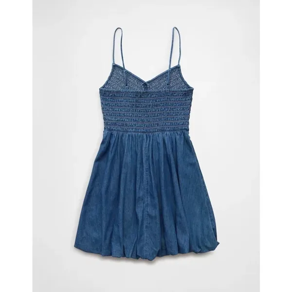 NWT American Eagle Denim Bubble Dress Strappy Mini Dress Country Western Small - Image 4