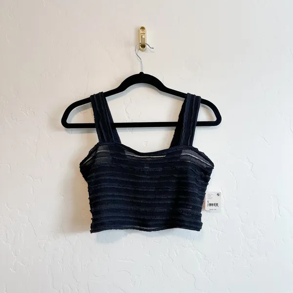 Free People Movement | Femme Sheer Cropped‎ Athletic Tank Top in Black - Image 2
