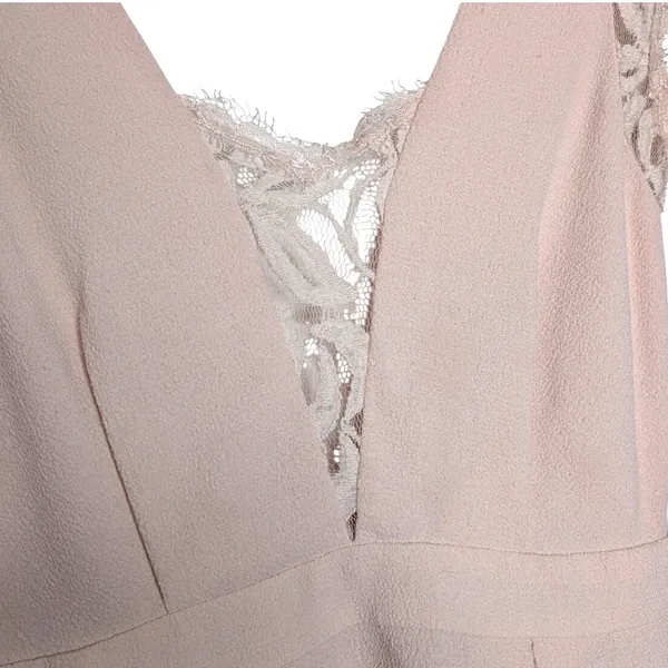 BCBG Womens Blush Pink Lace V-Neck Mini Pleated Dress‎ Romantic Shower Wedding - Image 5