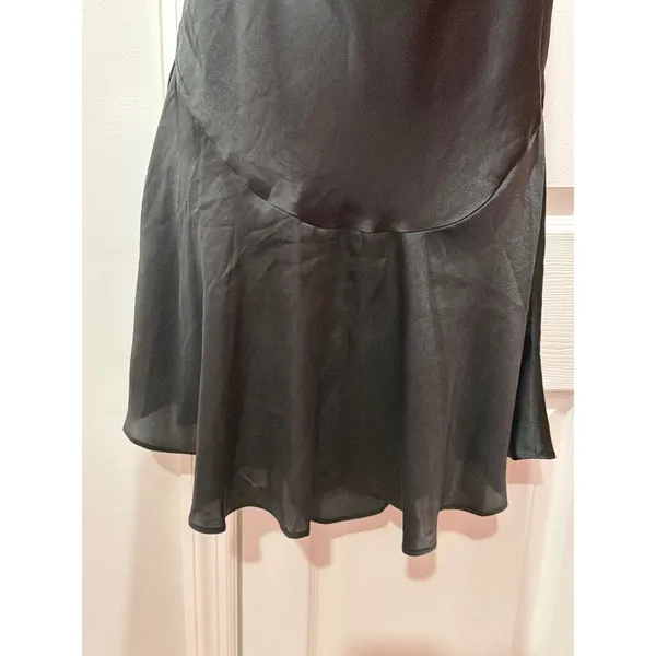 NWOT Free People Intimately Slip Dress Womens Black Satin Strappy Ruffle Small - Image 11