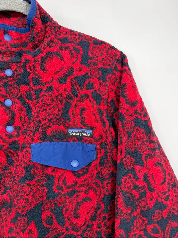 Patagonia Synchilla Snap-T Fleece Women M Barceloneta Red Floral FA15 - Image 5