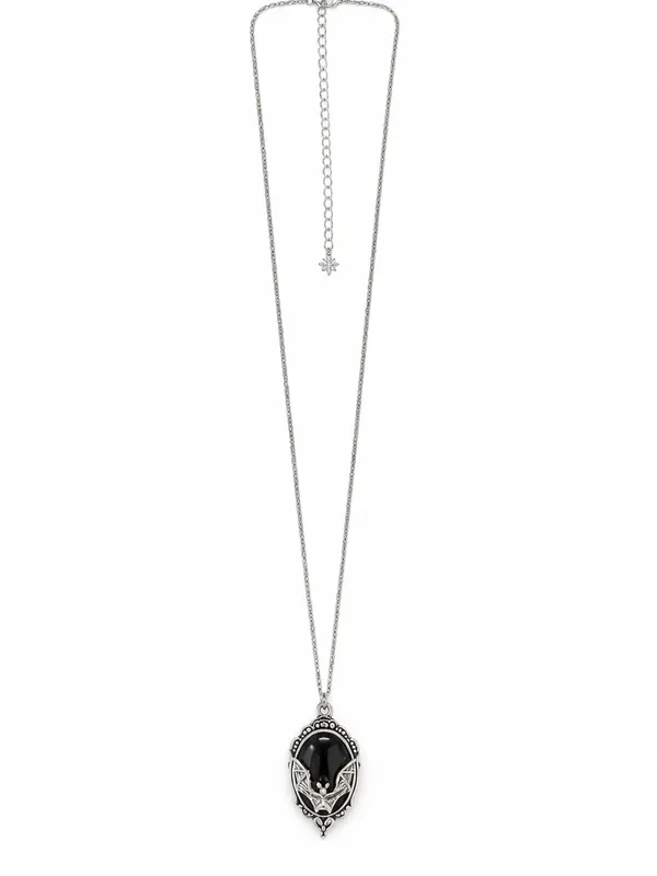 Vintage/Gothic Bat Design 24” Pendant Stainless Steel Silver Necklace - Image 4