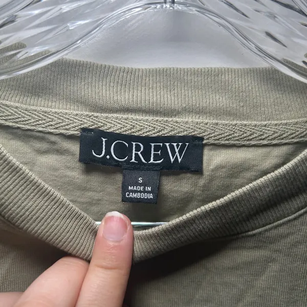 J.Crew Womens Olive Green Cotton Short Sleeve Boxy Crewneck T-Shirt S casual - Image 3