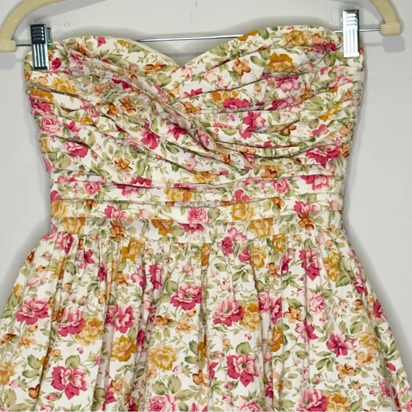 🍁 Minuet Cottagecore Floral Boho Strapeless Mini Party Cocktail Dress‎ Small - Image 3