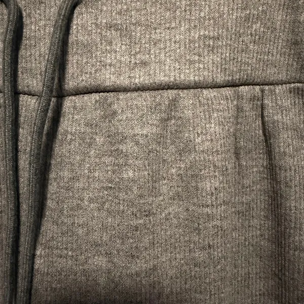 Ribbed High Waisted Tummy Control Drawstring Wide Leg Color Block Fleece Trouser - Image 7