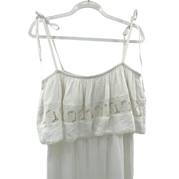 New L*Space Women's White Jaclyn Dress Large Boho Festival Tie Sleeve Flowy‎ - Image 2
