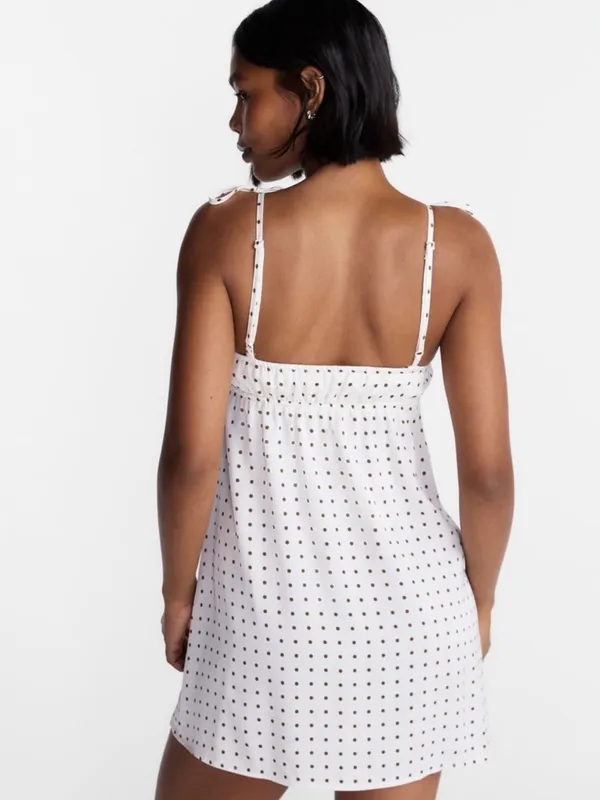 Knot Front Slip Polkadot Mini Dress size Large - Image 4