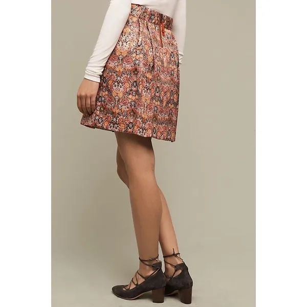 Anthropologie MAEVE Rosie Floral‎ Skirt Pleated Metallic Brocade Pockets Small - Image 7
