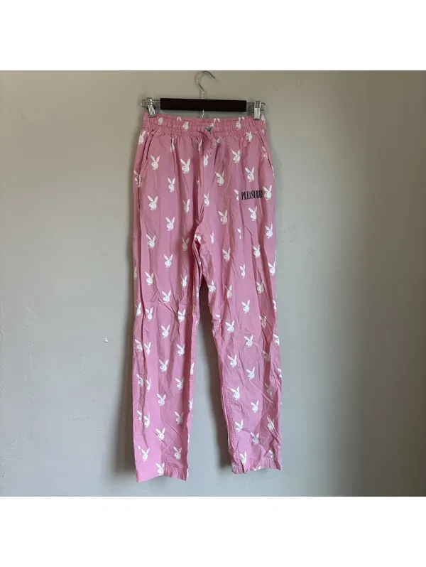 Pleasures x Playboy Pink All Over Print Beach Pants Lounge Trousers Small - Image 2