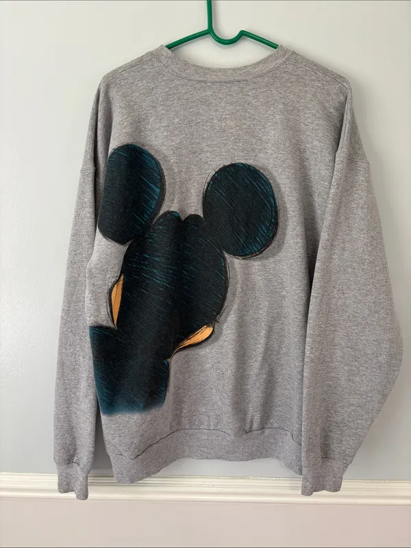 Vintage Mickey Mouse Disney Y2K Crewneck Sweatshirt Gray Unisex XL Vtg 2000s - Image 5