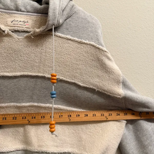 Free‎ People Camp Crush Hoodie Sweatshirt Womens Medium Terry Cloth Gray Cream - Image 15