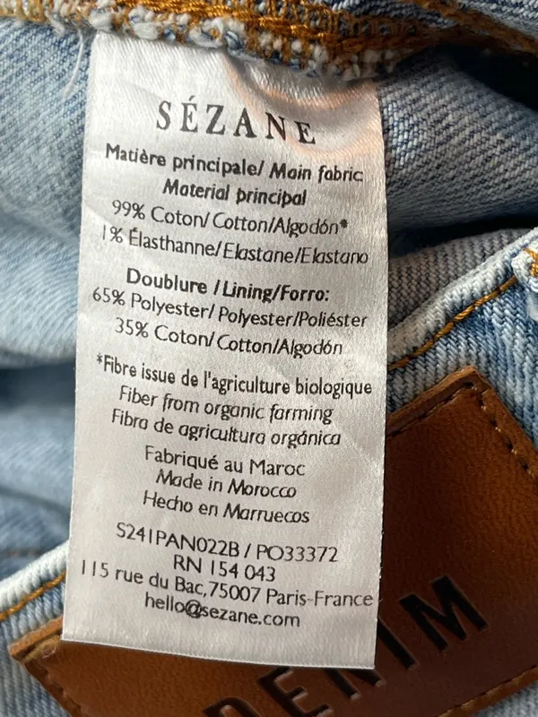 Sezane Denim Jean Womens‎ US 4 Mid-rise Tapered Straight Button Fly Bleach Blue - Image 3