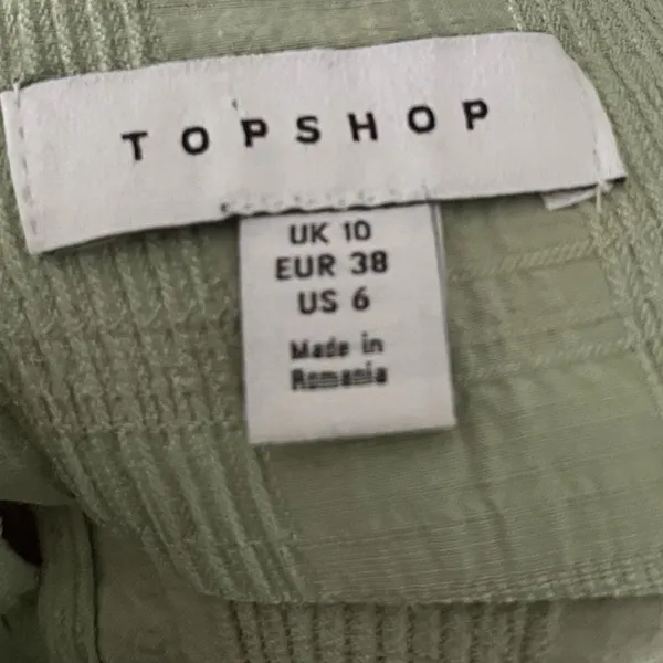 Topshop Textured Cold Shoulder Long‎ Sleeve Top Sage Green Women's 6 - Image 8