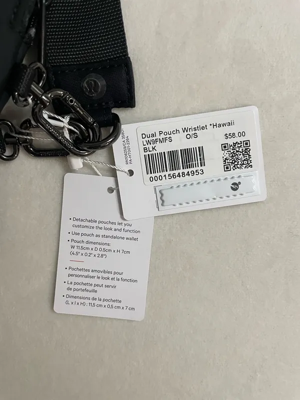 Lululemon NWT Dual Pouch Black Wristlet Keychain Hawaii Graphic - Image 5
