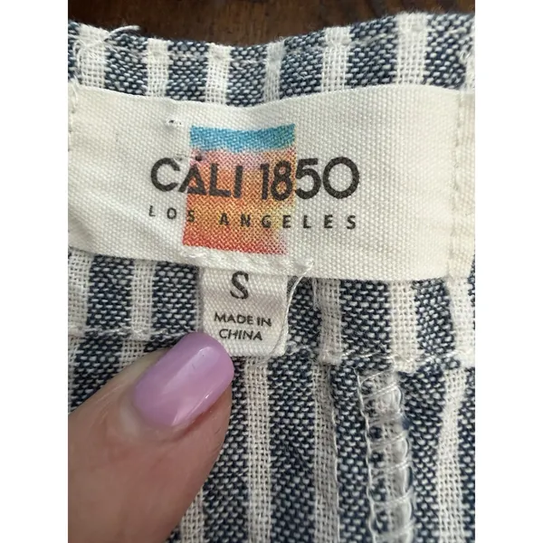 Cali 1850 Los Angeles Womens Small Shorts Jumper Linen Cotton Stripe New III13-1 - Image 2