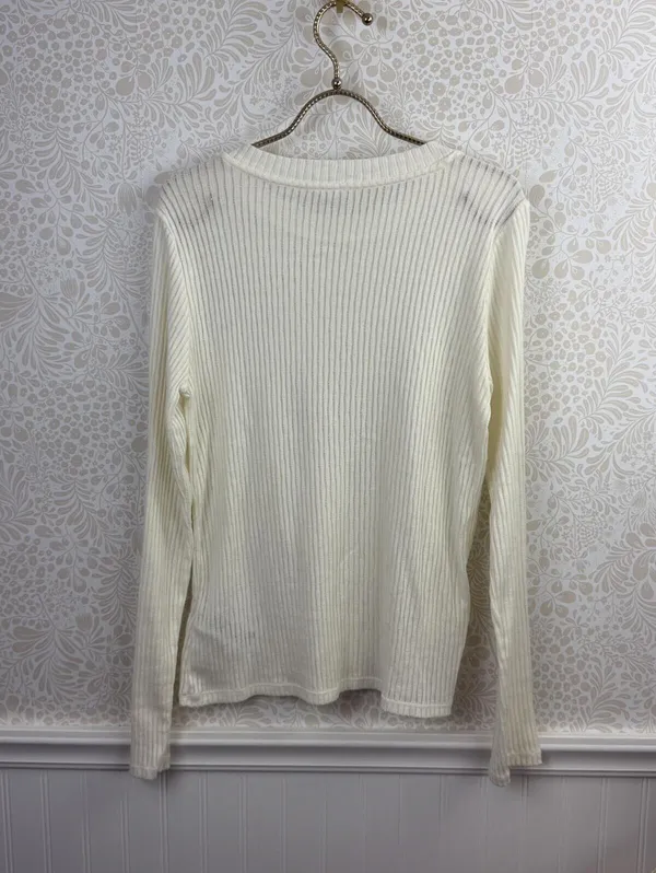 Pilcro from Anthropologie Cream Sheer Lightweight Layering Top - Size - Large - Image 4