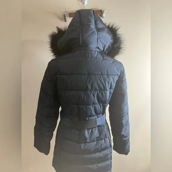 Nautica women’s belted winter coat navy blue medium - Image 15