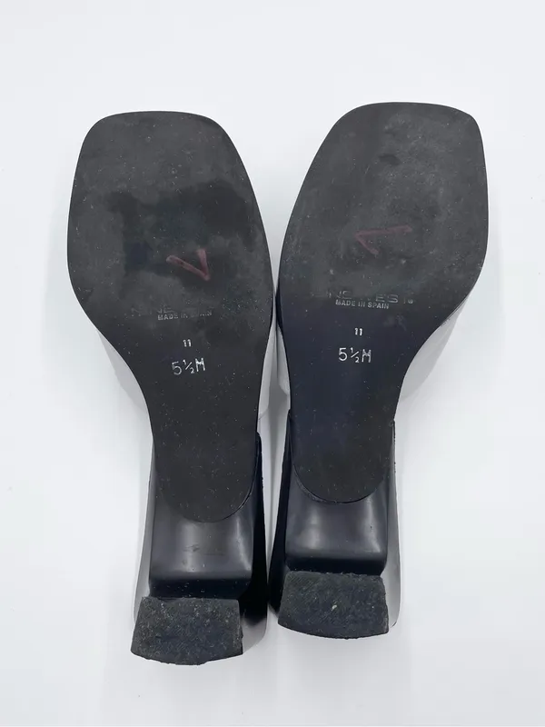 Vintage 90s Y2K Nine West Silver Square Toe Sandal Heels Size 5.5 Retro 2000s - Image 9