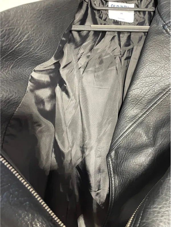 Old Navy FauxLeather Moto Biker Jacket Belt Grunge Street XS - Image 6