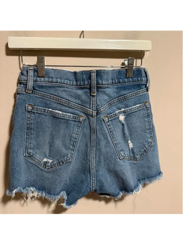 Abercrombie & Fitch The Mom Short High Rise in Size 25 0 Blue denim shorts with - Image 6