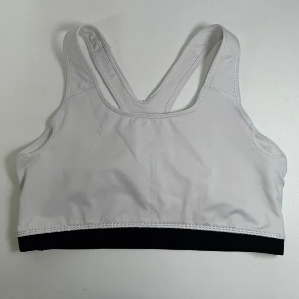 Nike XL Sports Bra Racerback Dri-FIT White Black Medium Support Activewear 2099 - Image 5