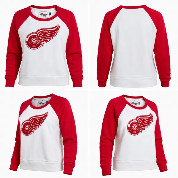 Detroit Red Wings Sweatshirt Womens L G-III 4Her NHL Fleece Chenille Logo Raglan - Image 2