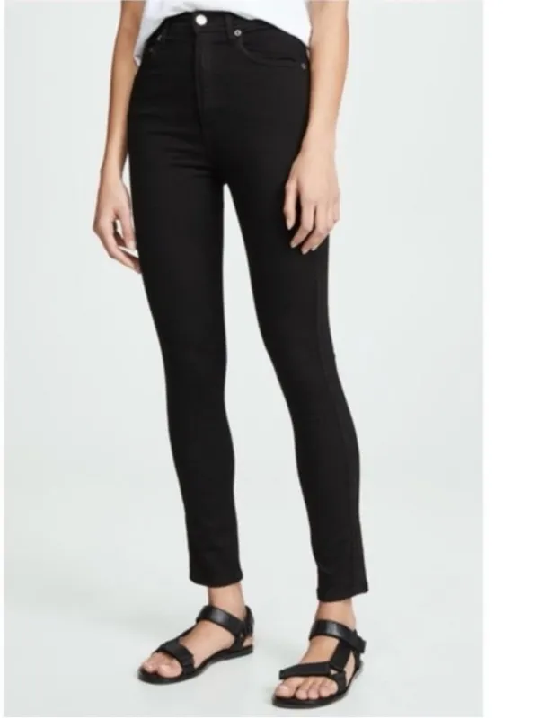 Agolde Roxanne Skinny Jeans 28 Black Minimalist Clean Girl Fall City Chic Scandi - Image 5