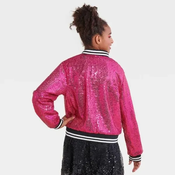 Popstar Sequin Halloween Costume Jacket One Size Fits Most nwt hot pink - Image 2