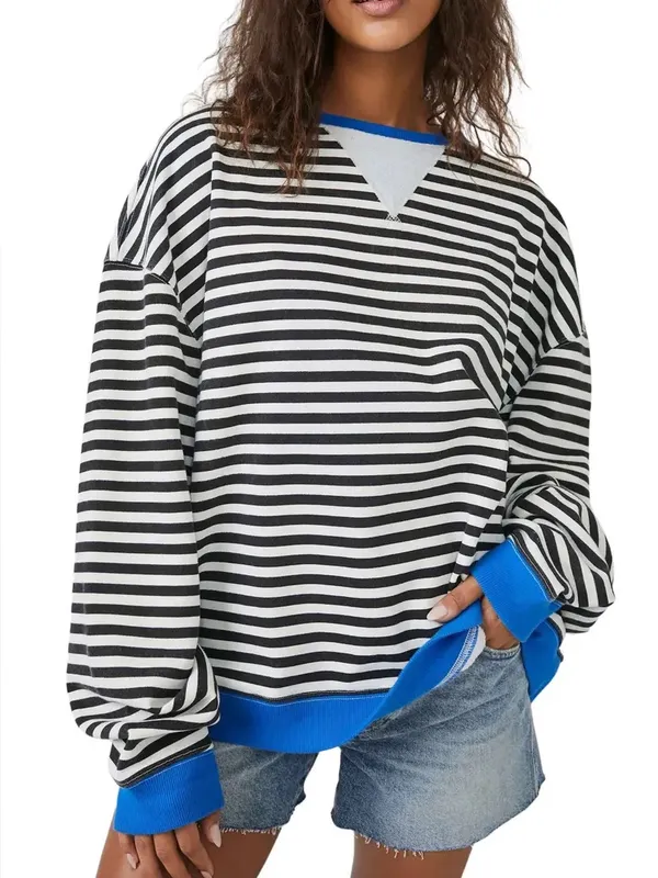 We The Free Classic Striped Oversized Crewneck Size small - Image 2