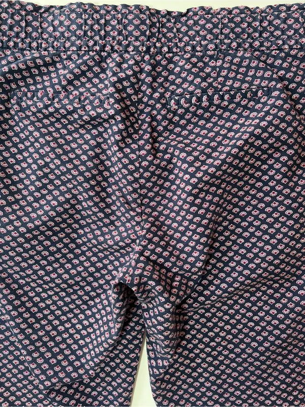 Gap Cropped Paperbag Waist Pants Navy Print Tie Waist Size 8 Capri - Image 11