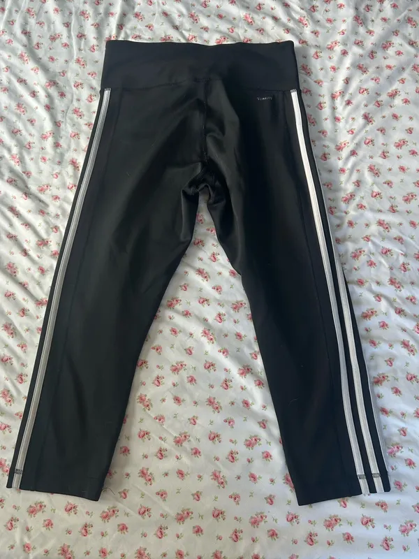 ADIDAS Black Leggings with White Side Stripes - Image 5