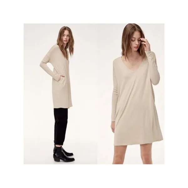 Wilfred Free Gail sweater Neutral Light Gray V-Neck Dress - Image 2
