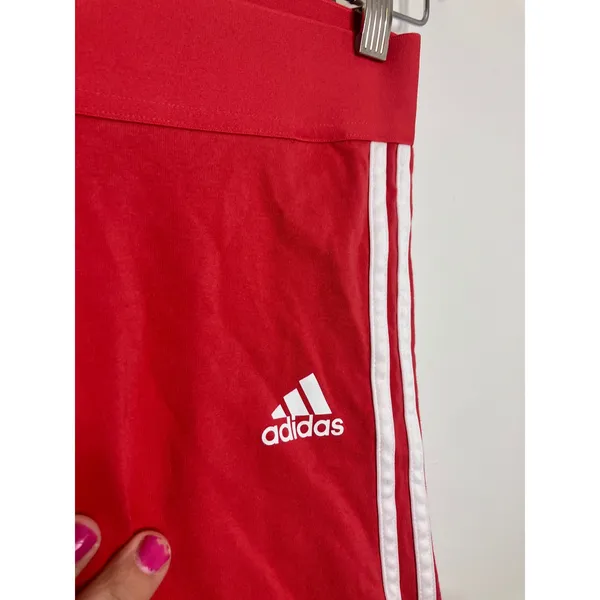 Adidas Bike Shorts Womens Small Red Excellent 3 Stripe High Waist Athletic - Image 2