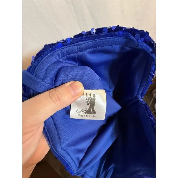 Unbranded Dress Womens Size 14 Royal Blue Sequin Corset Back Mini - Image 10