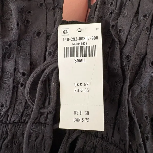 Abercrombie Black Eyelet Lace-Up Top – Size Small - NWT - Image 2